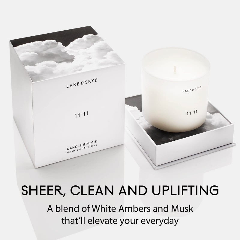 Lake & Skye 11 11 Scented Soy Candle - Lead-Free Cotton Candle Wick (50 Hours of Burn Time) - Clean, Sheer, Uplifting Scent - Image 2